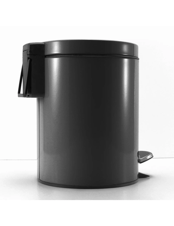 SOGA 2X Foot Pedal Stainless Steel Rubbish Recycling Garbage Waste Trash Bin Round 12L Black, hi-res image number null