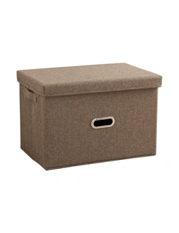 SOGA Coffee Small Foldable Canvas Storage Box Cube Clothes Basket Organiser Home Decorative Box