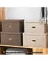 SOGA Coffee Large Foldable Canvas Storage Box Cube Clothes Basket Organiser Home Decorative Box, hi-res