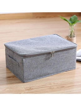 SOGA 2X Grey Small Portable Double Zipper Storage Box Moisture Proof Clothes Basket Foldable Home Organiser