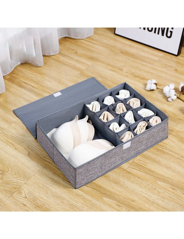 SOGA Grey Flip Top Underwear Storage Box Foldable Wardrobe Partition Drawer  Home Organiser