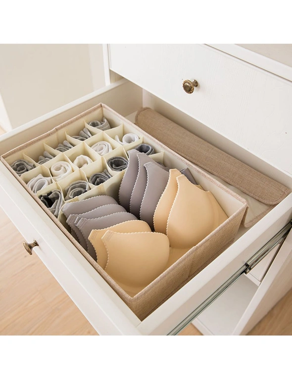 SOGA Beige Flip Top Underwear Storage Box Foldable Wardrobe Partition Drawer Home Organiser, hi-res image number null