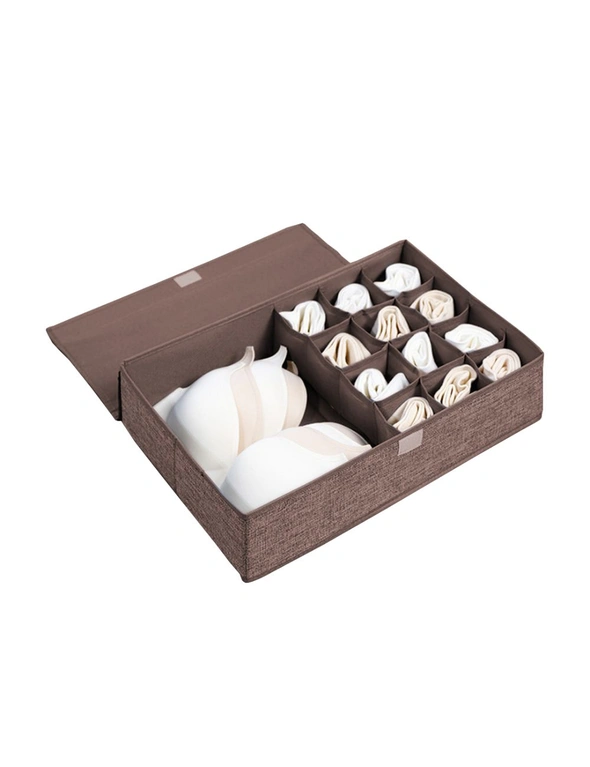 SOGA Coffee Flip Top Underwear Storage Box Foldable Wardrobe Partition Drawer Home Organiser, hi-res image number null