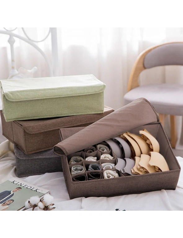 SOGA Coffee Flip Top Underwear Storage Box Foldable Wardrobe Partition Drawer Home Organiser, hi-res image number null