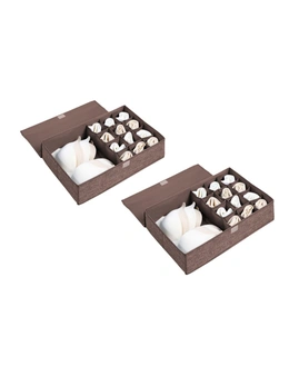 SOGA 2X Coffee Flip Top Underwear Storage Box Foldable Wardrobe Partition Drawer Home Organiser