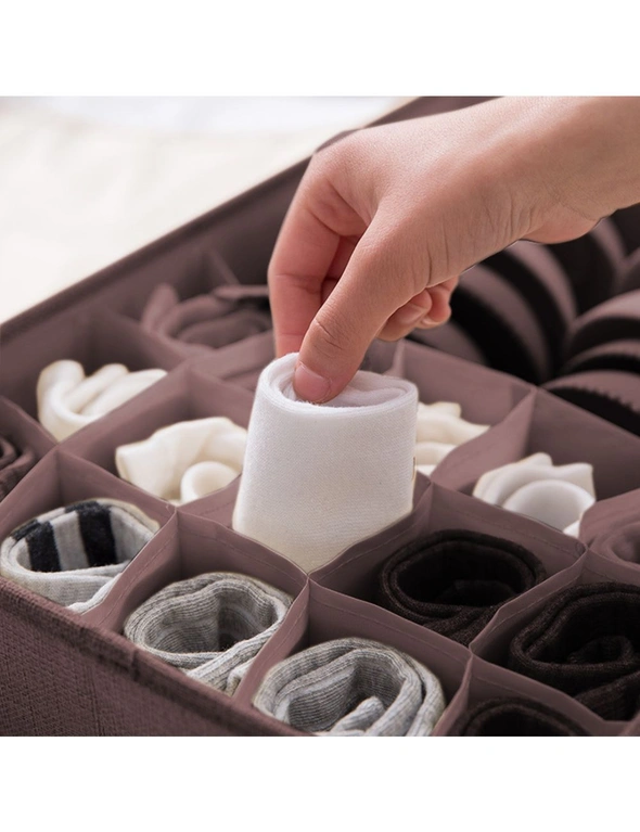 SOGA 2X Coffee Flip Top Underwear Storage Box Foldable Wardrobe