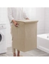 SOGA Beige Medium Collapsible Laundry Hamper Storage Box Foldable Canvas Basket Home Organiser Decor, hi-res