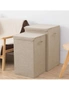 SOGA Beige Medium Collapsible Laundry Hamper Storage Box Foldable Canvas Basket Home Organiser Decor, hi-res