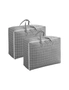 SOGA 2X Grey Plaid Medium Storage Luggage Bag Double Zipper Foldable Travel Organiser Essentials, hi-res