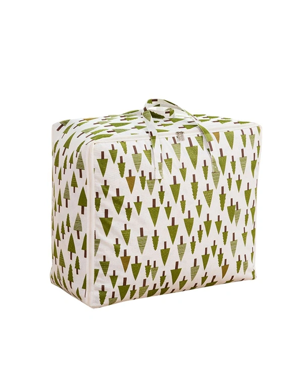 SOGA Green Pine Tree Medium Storage Luggage Bag Double Zipper Foldable Travel Organiser Essentials, hi-res image number null