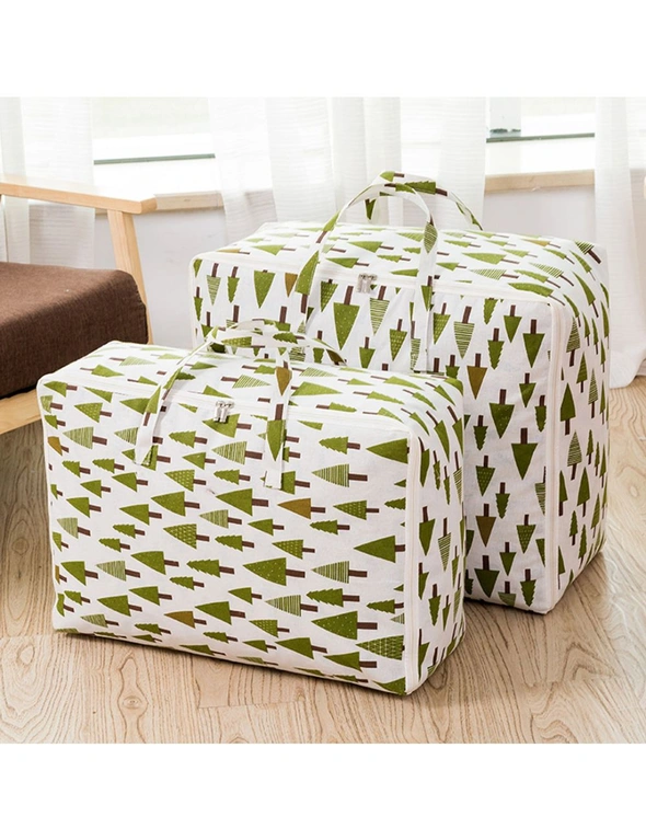 SOGA Green Pine Tree Medium Storage Luggage Bag Double Zipper Foldable Travel Organiser Essentials, hi-res image number null