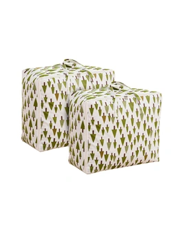 SOGA 2X Green Pine Tree  Medium Storage Luggage Bag Double Zipper Foldable Travel Organiser Essentials