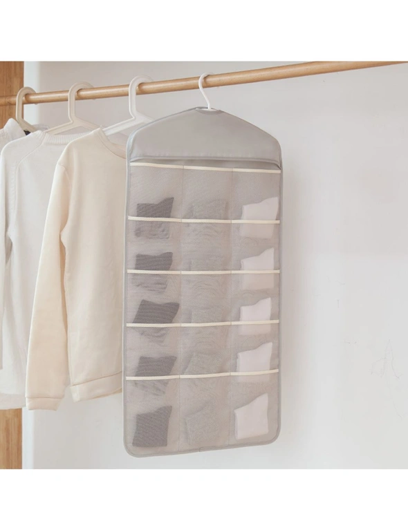 SOGA Pink Double Sided Hanging Storage Bag Underwear Bra Socks Mesh Pocket  Hanger Home Organiser