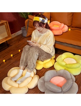 SOGA Yellow Double Flower Shape Cushion Soft Bedside Floor Plush Pillow Home Decor