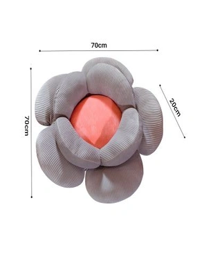 SOGA 2X Grey Double Flower Shape Cushion Soft Bedside Floor Plush Pillow Home Decor, hi-res image number null