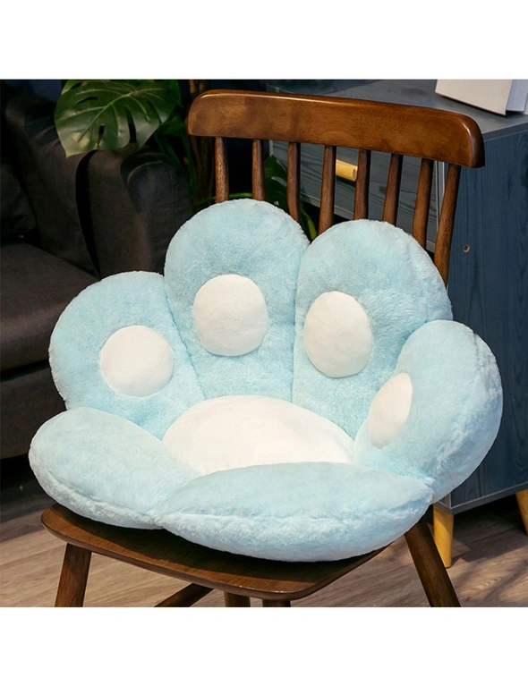 SOGA 2X Blue Paw Shape Cushion Warm Lazy Sofa Decorative Pillow Backseat Plush Mat Home Decor, hi-res image number null