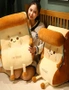 SOGA 2X Smiley Face Toast Bread Wedge Cushion Stuffed Plush Cartoon Back Support Pillow Home Decor, hi-res