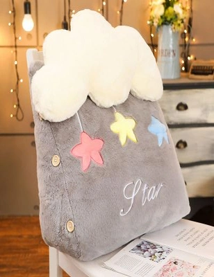 SOGA Grey Cute Star Cloud Cushion Soft Leaning Lumbar Wedge Pillow Bedside Plush Home Decor, hi-res image number null