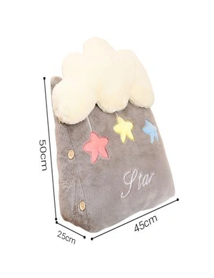 SOGA Grey Cute Star Cloud Cushion Soft Leaning Lumbar Wedge Pillow Bedside Plush Home Decor, hi-res image number null