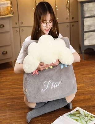SOGA 2X Grey Cute Cloud Cushion Soft Leaning Lumbar Wedge Pillow Bedside Plush Home Decor, hi-res image number null
