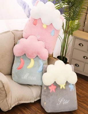 SOGA 2X Pink Cute Cloud Cushion Soft Leaning Lumbar Wedge Pillow Bedside Plush Home Decor, hi-res image number null