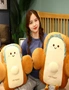 SOGA 2X 48cm Smiley Face Toast Bread Cushion Stuffed Car Seat Plush Cartoon Back Support Pillow Home Decor, hi-res