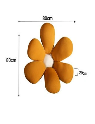 SOGA 2X Coffee Daisy Flower Shape Cushion Soft Leaning Bedside Pad Floor Plush Pillow Home Decor, hi-res image number null