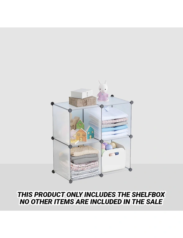 SOGA 2X 4-Cube Transparent Shelf Box Portable Cubby DIY Storage Shelves Modular Closet Organiser, hi-res image number null