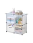 SOGA 4-Cube Transparent Shelf Box Portable Cubby DIY Storage Shelves Modular Closet Organiser, hi-res