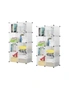 SOGA 2X 8-Cube Transparent Shelf Box Portable Cubby DIY Storage Shelves Modular Closet Organiser, hi-res