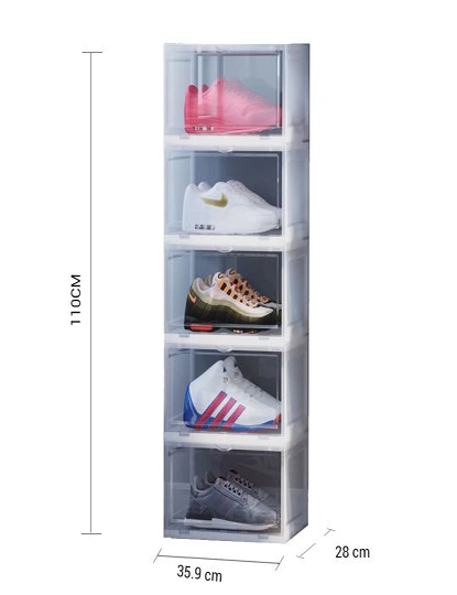 Plastic Shoes Storage Box With Magnetic, Transparent Foldable