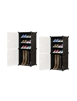 SOGA 2X  4 Tier Shoe Rack Organizer Sneaker Footwear Storage Stackable Stand Cabinet Portable Wardrobe with Cover