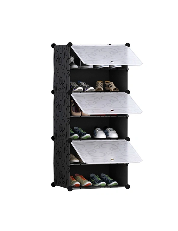 SOGA 6 Tier Shoe Rack Organizer Sneaker Footwear Storage Stackable Stand Cabinet Portable Wardrobe with Cover, hi-res image number null