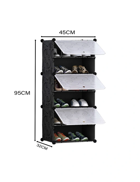 SOGA 6 Tier Shoe Rack Organizer Sneaker Footwear Storage Stackable Stand Cabinet Portable Wardrobe with Cover, hi-res image number null
