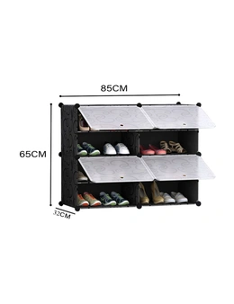 SOGA 4 Tier 2 Column Shoe Rack Organizer Sneaker Footwear Storage Stackable Stand Cabinet Portable Wardrobe with Cover