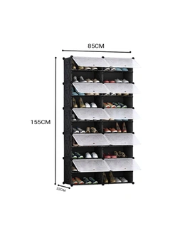 SOGA 10 Tier 2 Column Shoe Rack Organizer Sneaker Footwear Storage Stackable Stand Cabinet Portable Wardrobe with Cover