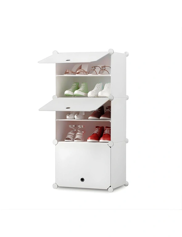 SOGA 5 Tier White Shoe Rack Organizer Sneaker Footwear Storage Stackable Stand Cabinet Portable Wardrobe with Cover, hi-res image number null
