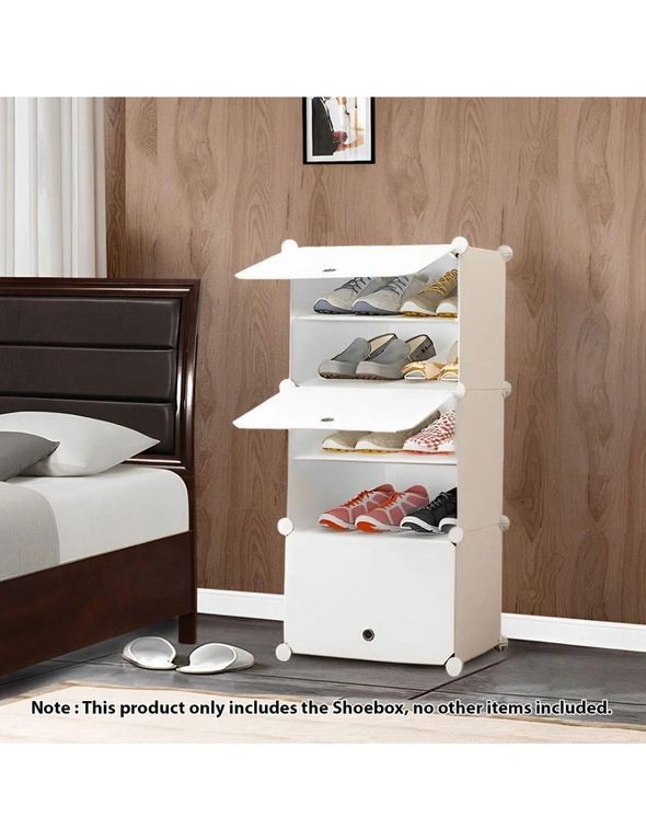 SOGA 5 Tier White Shoe Rack Organizer Sneaker Footwear Storage Stackable Stand Cabinet Portable Wardrobe with Cover, hi-res image number null