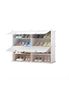 SOGA 4 Tier 2 Column White Shoe Rack Organizer Sneaker Footwear Storage Stackable Stand Cabinet Portable Wardrobe with Cover, hi-res