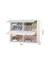 SOGA 4 Tier 2 Column White Shoe Rack Organizer Sneaker Footwear Storage Stackable Stand Cabinet Portable Wardrobe with Cover, hi-res
