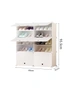 SOGA 5 Tier 2 Column White Shoe Rack Organizer Sneaker Footwear Storage Stackable Stand Cabinet Portable Wardrobe with Cover, hi-res