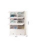 SOGA 7 Tier 2 Column White Shoe Rack Organizer Sneaker Footwear Storage Stackable Stand Cabinet Portable Wardrobe with Cover, hi-res