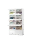 SOGA 9 Tier 2 Column White Shoe Rack Organizer Sneaker Footwear Storage Stackable Stand Cabinet Portable Wardrobe with Cover, hi-res
