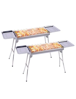 SOGA SS Portable SS Charcoal BBQ with Side Tray 2pack