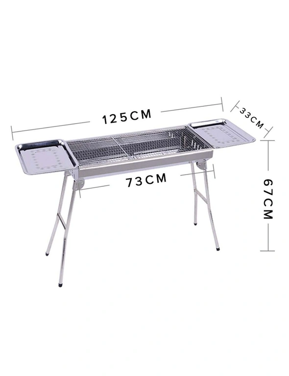 SOGA SS Portable SS Charcoal BBQ with Side Tray 2pack, hi-res image number null