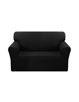 SOGA 2-Seater Black Sofa Cover Couch Protector High Stretch Lounge Slipcover Home Decor