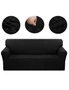 SOGA 2-Seater Black Sofa Cover Couch Protector High Stretch Lounge Slipcover Home Decor, hi-res