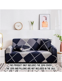 SOGA 1-Seater Checkered Sofa Cover Couch Protector High Stretch Lounge Slipcover Home Decor