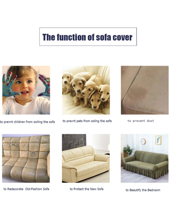SOGA 1-Seater Checkered Sofa Cover Couch Protector High Stretch Lounge Slipcover Home Decor, hi-res image number null