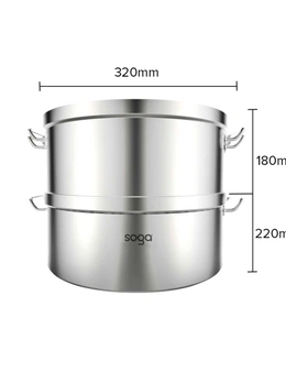SOGA Food Steamer 32cm Commercial 304 Top Grade Stainless Steel 2 Tiers
